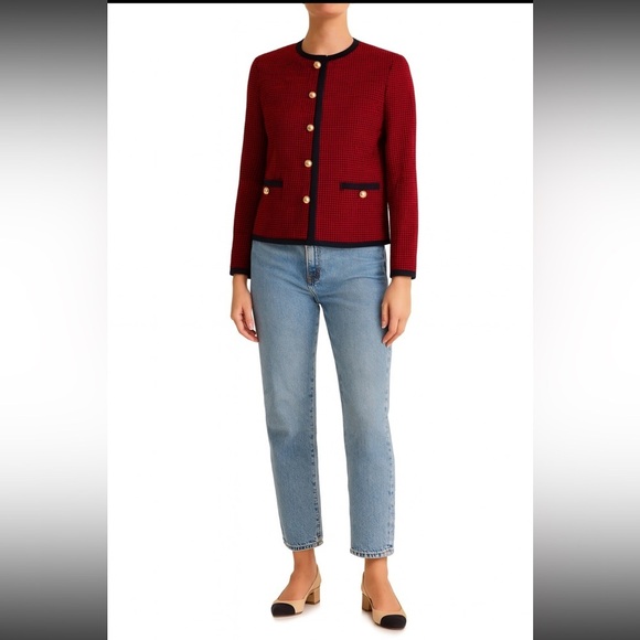 Vintage Hong Kong Red Houndstooth Jacket Size S - Picture 8 of 8